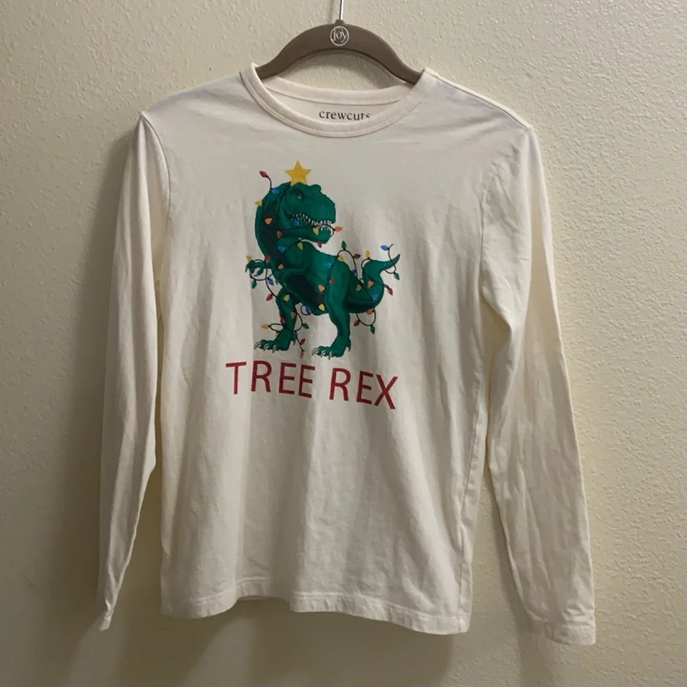 Crewcuts Factory Tree Rex Dinosaur Long Sleeved T-Shirt Size 10-11 Christmas